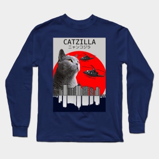 CATZILLA - GREY CAT Long Sleeve T-Shirt